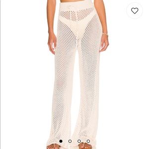 WeWoreWhat Crochet drawcord pants in off white, size medium